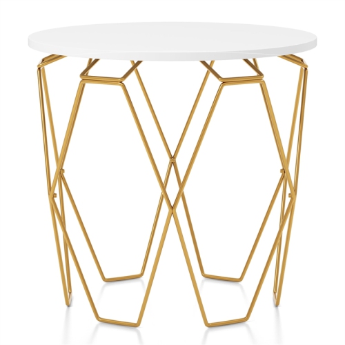 Furniture of America Zoom Contemporary Wood End Table in White and Gold