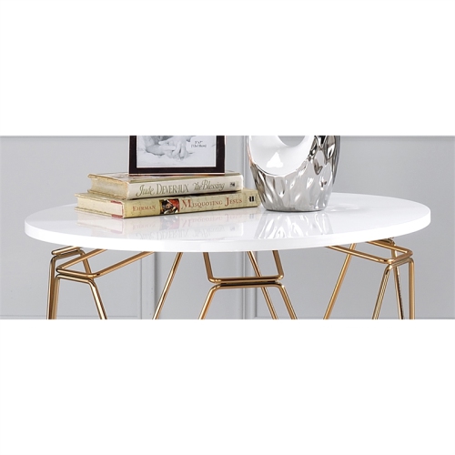 Furniture of America Zoom Contemporary Wood End Table in White and Gold