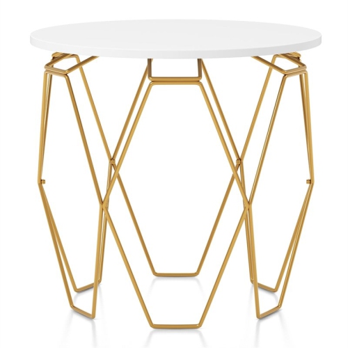 Furniture of America Zoom Contemporary Wood End Table in White and Gold
