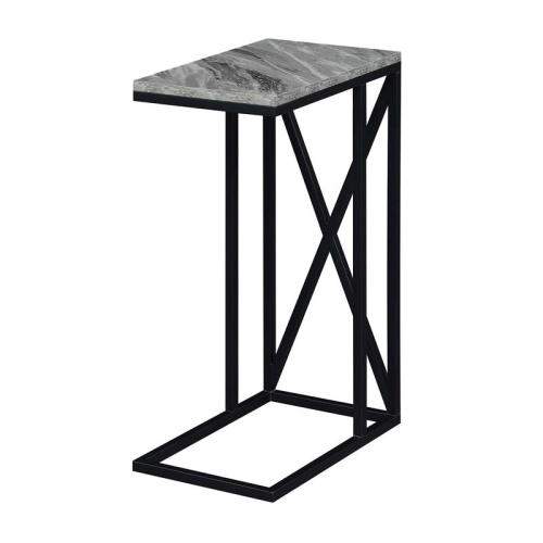 PEMBERLY ROW  C End Table Gray Faux Marble Wood And Black Metal