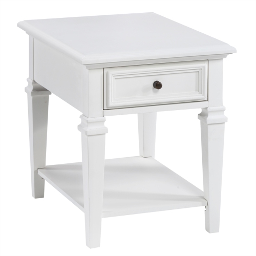 STEVE SILVER COMPANY Charlestown Modern Farmhouse Soft White Wood End Table