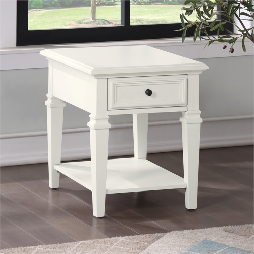 Charlestown Modern Farmhouse Soft White Wood End Table