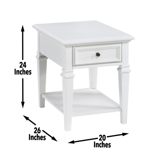 Charlestown Modern Farmhouse Soft White Wood End Table