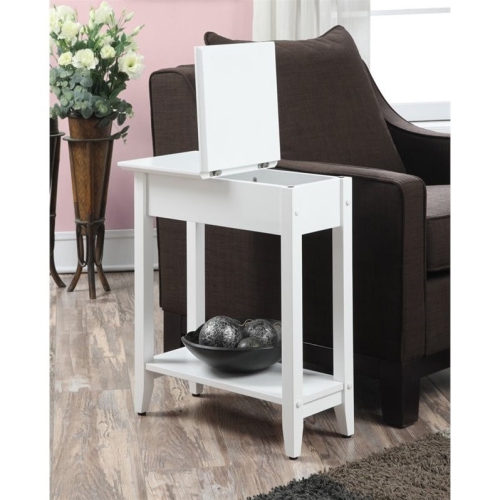 Pemberly Row Flip Top End Table in White