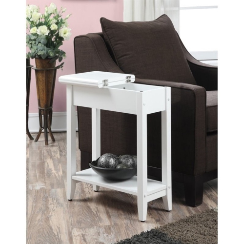 Pemberly Row Flip Top End Table in White