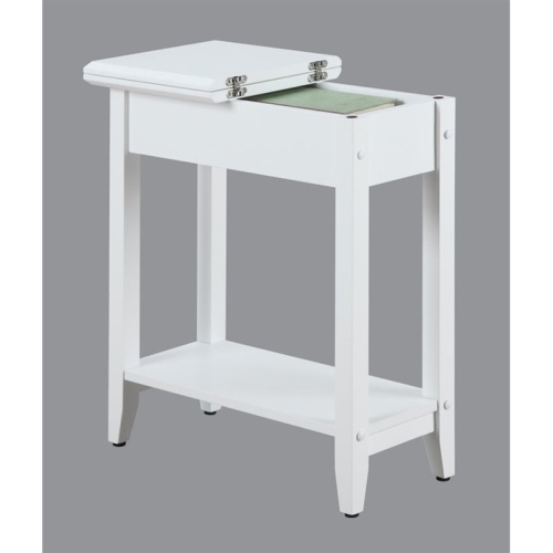 Pemberly Row Flip Top End Table in White