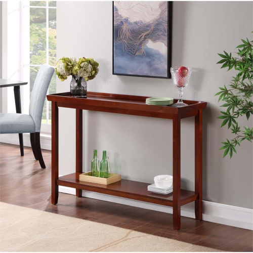 Convenience Concepts Ledgewood Console Table with Shelf in Mahogany Wood Finish