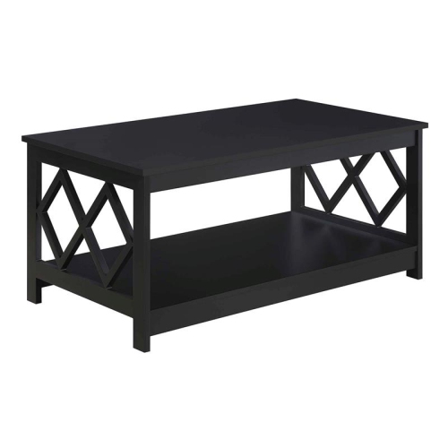 Pemberly Row Wood Coffee Table in Black Wood Finish