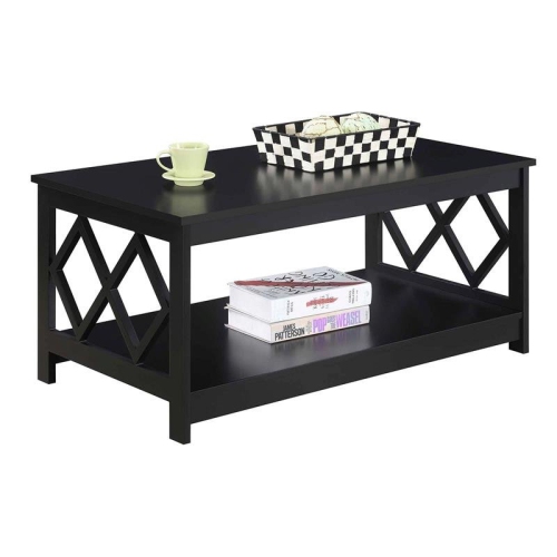 Pemberly Row Wood Coffee Table in Black Wood Finish