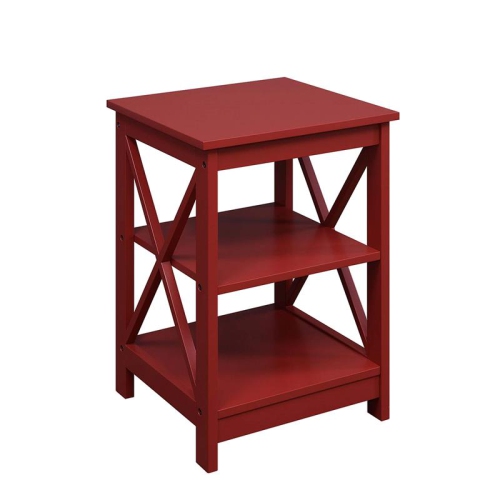 Convenience Concepts Oxford Square End Table in Red Wood Finish