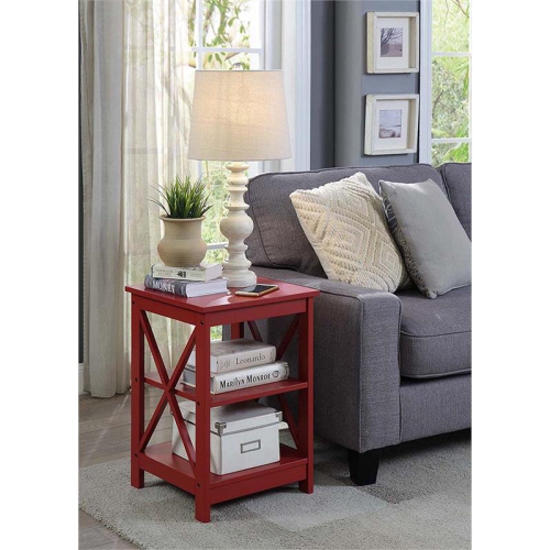 Convenience Concepts Oxford Square End Table in Red Wood Finish