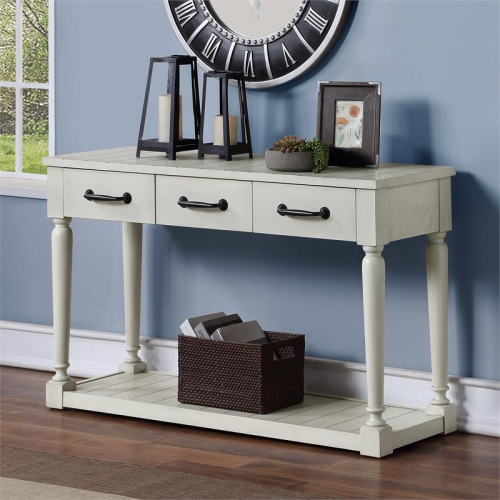 Steve Silver Hemingway White Alabaster Sofa Table