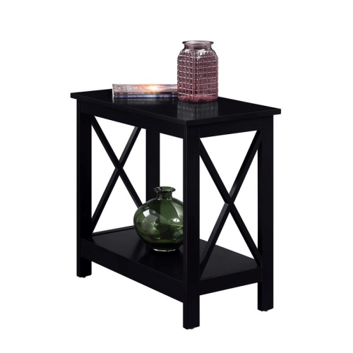 Convenience Concepts Oxford Chairside End Table with Shelf in Black Wood Finish