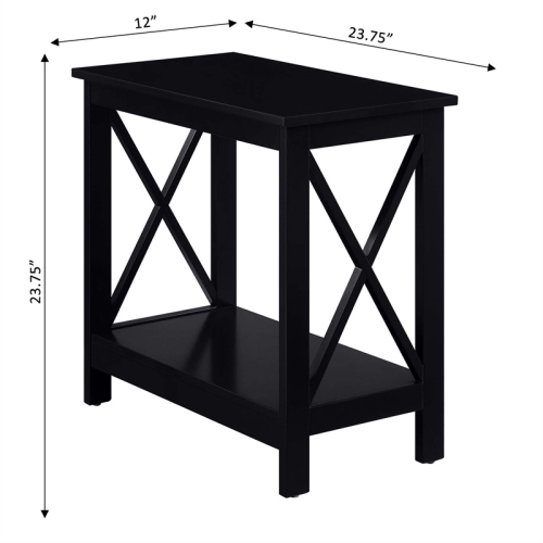 Convenience Concepts Oxford Chairside End Table with Shelf in Black Wood Finish