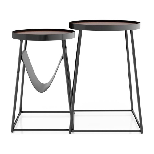 FURNITURE OF AMERICA  Lassatov Metal 2-Piece Nesting Table In Matte Black