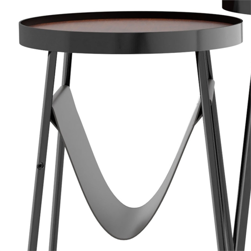 Furniture of America Lassatov Metal 2-Piece Nesting Table in Matte Black