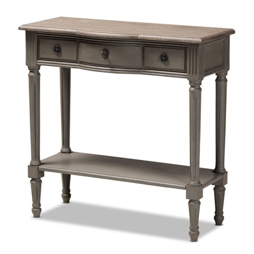 BAXTON  Studio Noelle Contemporary Wood 3-Drawer Console Table In In Gray