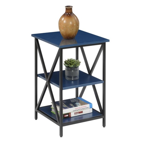 Convenience Concepts Tucson End Table with Shelves in Cobalt Blue Wood Finish
