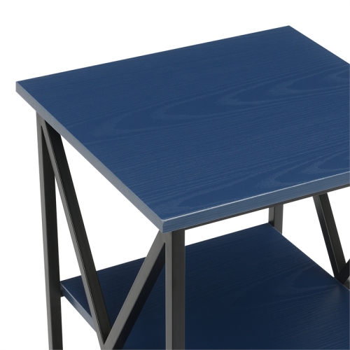 Convenience Concepts Tucson End Table with Shelves in Cobalt Blue Wood Finish