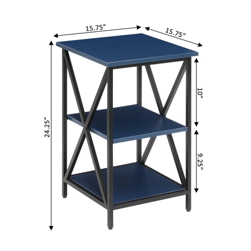 Convenience Concepts Tucson End Table with Shelves in Cobalt Blue Wood Finish