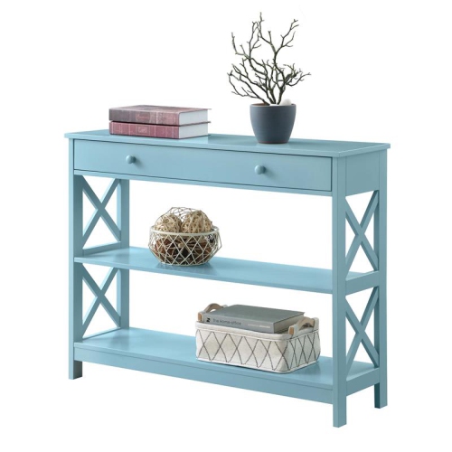 Convenience Concepts Oxford One-Drawer Console Table in Seafoam Blue Wood Finish