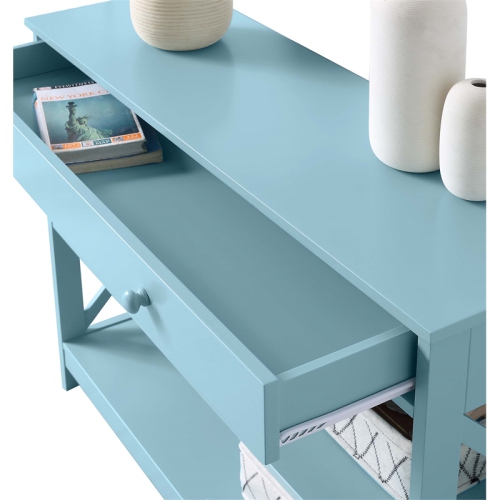 Convenience Concepts Oxford One-Drawer Console Table in Seafoam Blue Wood Finish