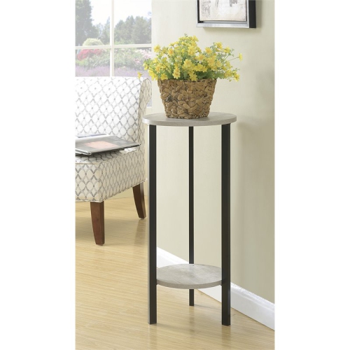 Graystone 31" Plant Stand in Gray Faux Birch Wood and Black Metal Frame