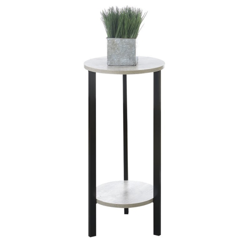 Graystone 31" Plant Stand in Gray Faux Birch Wood and Black Metal Frame