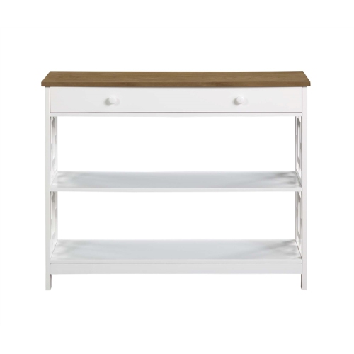 Pemberly Row Contemporary One-Drawer Console Table in White Wood Finish