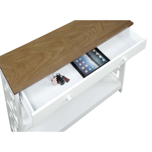 Pemberly Row Contemporary One-Drawer Console Table in White Wood Finish