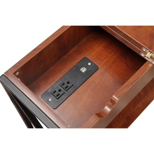 Pemberly Row Electric Flip Top Table in Black