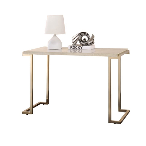 BOWERY HILL  Console Table In Faux Marble And In Champagne