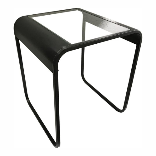 Furniture of America Shawton Glass Top 2-Piece Nesting Table Set in Black