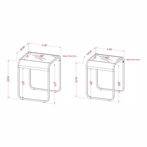 Furniture of America Shawton Glass Top 2-Piece Nesting Table Set in Black