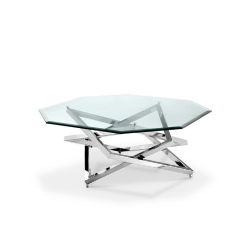 BEAUMONT LANE  Octagonal Coffee Table In Nickel