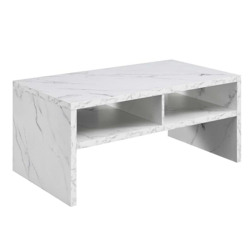 Northfield Admiral Deluxe Coffee Table with Shelves in White Marble Wood Finish