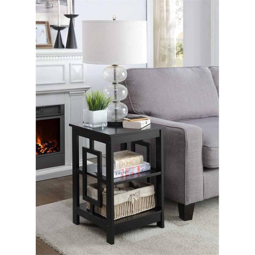 Convenience Concepts Town Square End Table in Black Wood Finish