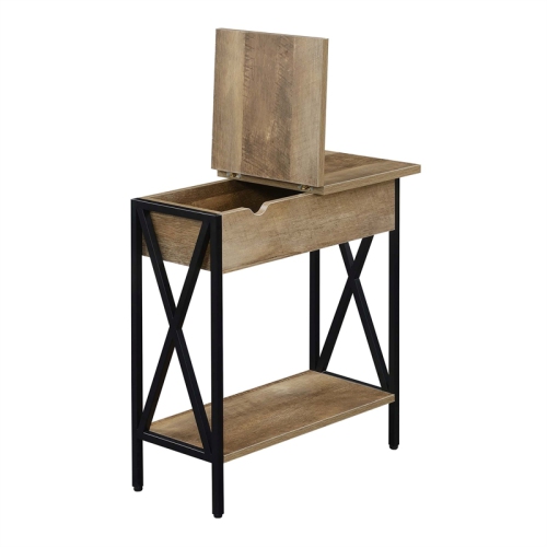 Tucson Flip Top End Table with Charging Station and Shelf in Nutmeg Wood Finish