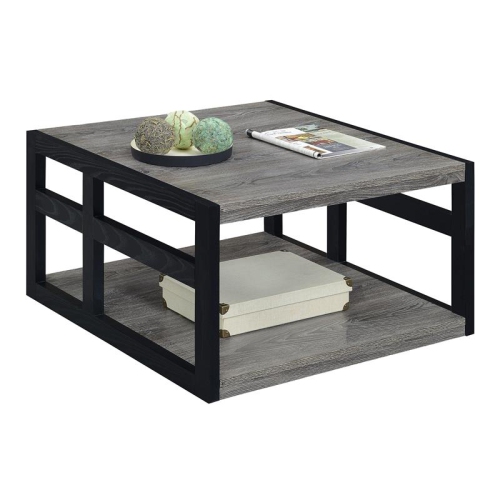 Pemberly Row Square Coffee Table in Gray Wood Finish