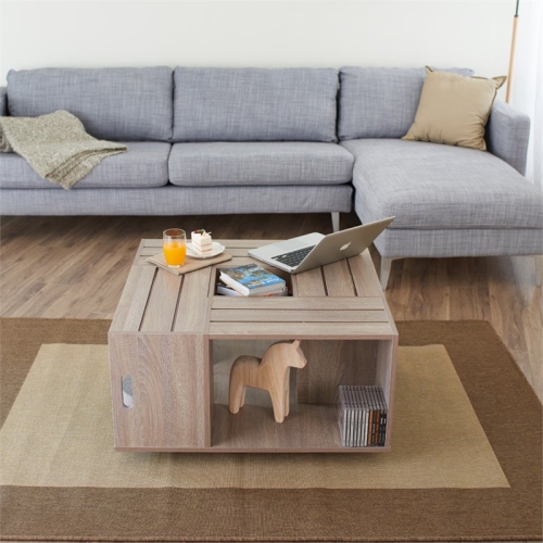 Bowery Hill Square Coffee Table in Weathered Wood