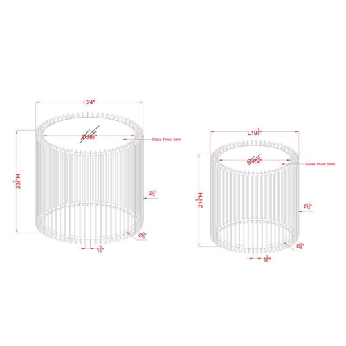 Furniture of America Mendel Contemporary Metal 2-Piece Nesting Table in Black