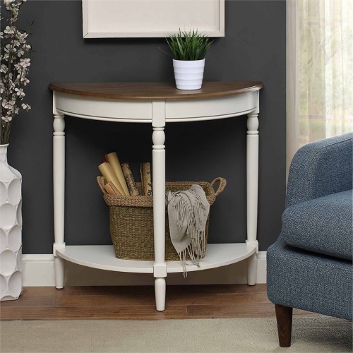 Pemberly Row Traditional Console Table in Driftwood and White Wood Finish