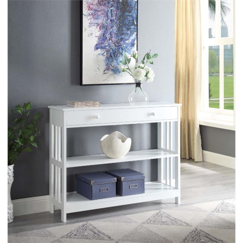 PEMBERLY ROW  Transitional Mission One-Drawer Console Table In Wood Finish In White