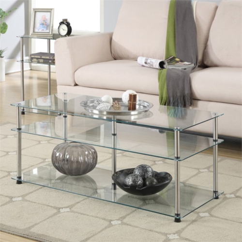 PEMBERLY ROW  Three-Tier Coffee Table With Clear Glass Shelves