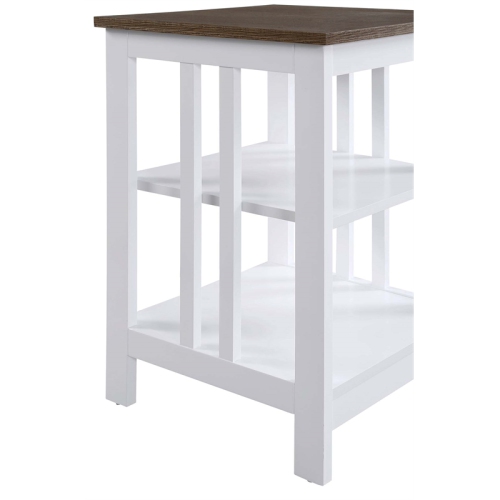 Pemberly Row End Table in White Wood with Driftwood Top