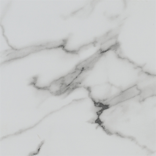 Convenience Concepts SoHo V Console Table with Shelf in White Marble Wood Finish