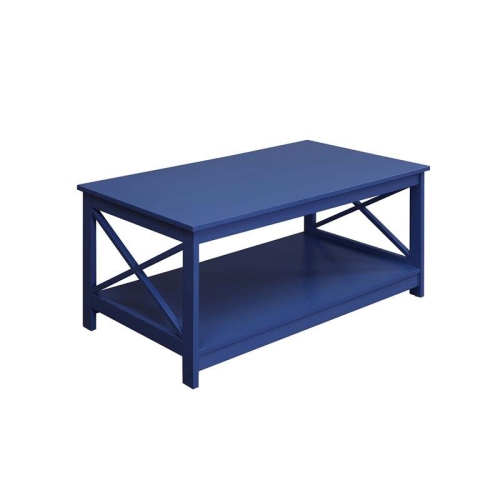 Convenience Concepts Oxford Coffee Table with Shelf in Blue Wood Finish