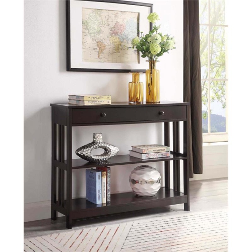 Convenience Concepts Mission One-Drawer Console Table in Espresso Wood Finish
