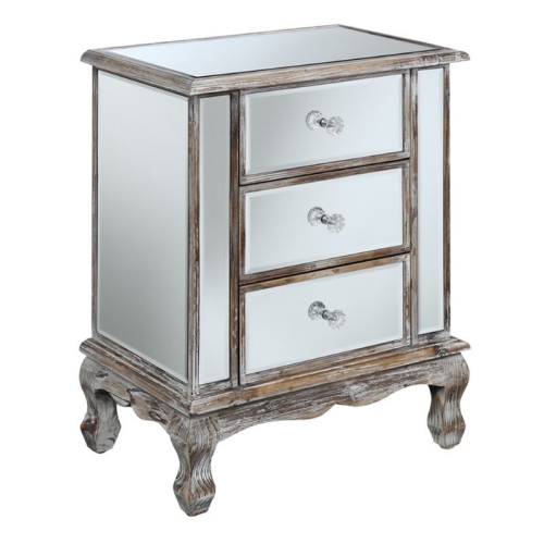 Pemberly Row 3 Drawer Mirrored End Table