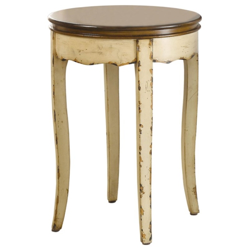 FURNITURE OF AMERICA  Nya Vintage Wood Round End Table In White